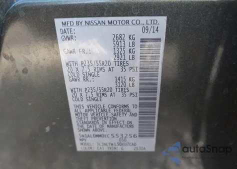 2014 Infiniti Qx60 из США, поврежденный, VIN 5N1AL0MM0EC553256